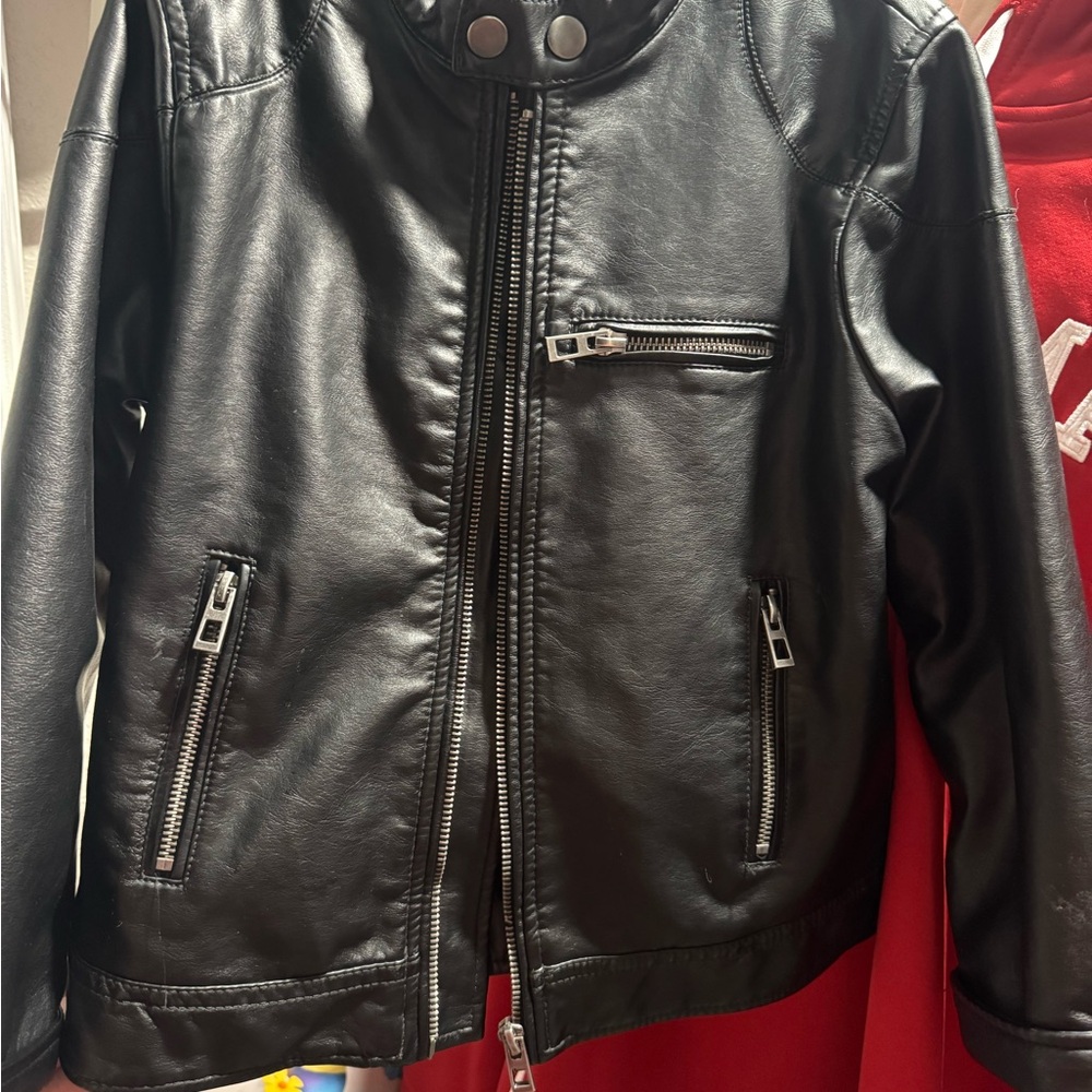 Zara Kids Black Faux Leather Jacket